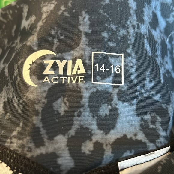 Zyia Active Blue Black Leopard Print Booty Scrunch Legging Size 14-16 Women’s - Picture 5 of 6